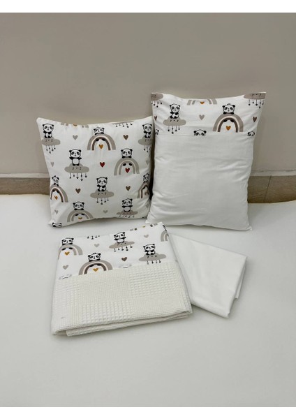 Krem , Çocuk Çok Amaçlı Poplin ,pikeli ve Ponponlu Nevresim Takımı 6'lı Set