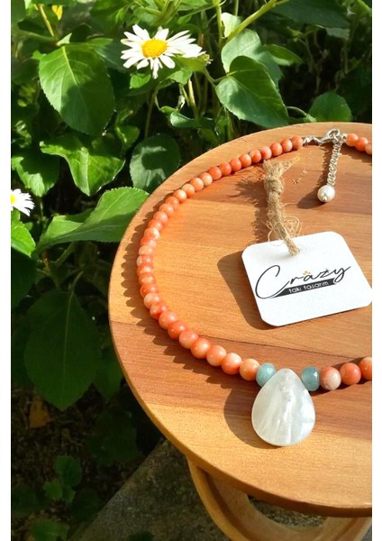 6 mm Pembe Mercan - Amazonit & Doğaltaşlı 925 Ayar Gümüş Malzemeli Kadın Kolye fiyatları