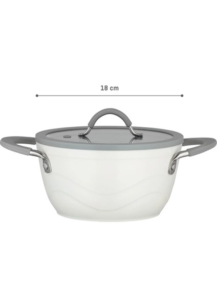 Albus Derin Tencere - Beyaz - 18 cm