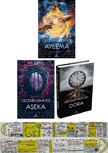 Gecenin Hikayesi 3 Kitap Set/aylema - Dora - Aşeka - N. G. Kabal (Ciltli) + Mat. Öğreten Cetvel