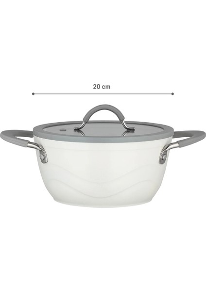 Albus Derin Tencere - Beyaz - 20 cm