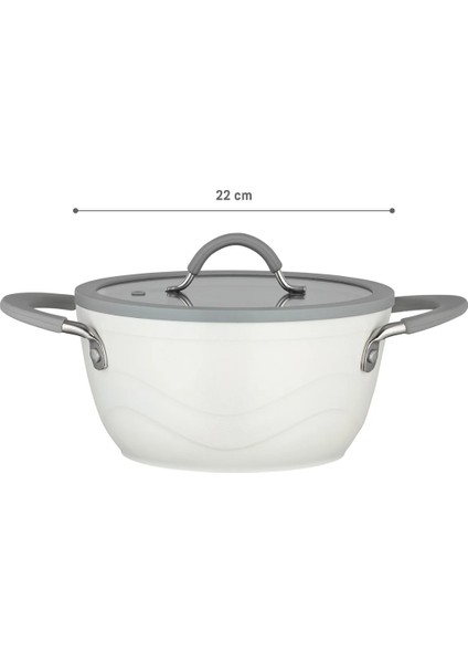 Albus Derin Tencere - Beyaz - 22 cm