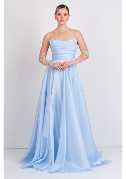 Kadın Ip Askılı Derin Yırtmaçlı Uzun Abiye Elbise 0482 Bebe Mavisi modelleri