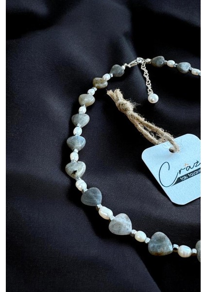 Labradorit-Hakiki Inci & Hematit Doğaltaşlı 925 Ayar Gümüş Malzemeli Kadın Kolye fiyatları