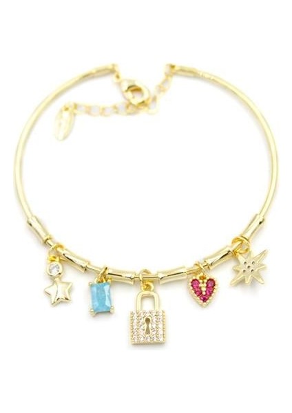 Kilit Charmlı Bilezik - Altın