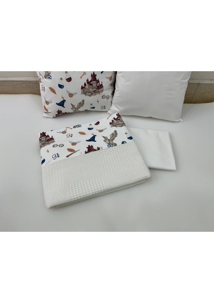 Krem Harry Potter Temalı Çocuk Çok Amaçlı Poplin , pikeli ve Ponponlu Nevresim Takımı 6'lı Set modelleri