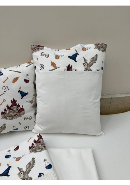 Krem Harry Potter Temalı Çocuk Çok Amaçlı Poplin , pikeli ve Ponponlu Nevresim Takımı 6'lı Set indirimleri