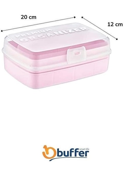 Buffer® 12 Bölmeli Çok Amaçlı Takı Toka Kutusu Dikiş Kutusu Kapaklı Organizer Kutusu Bölmeli Kutu modelleri