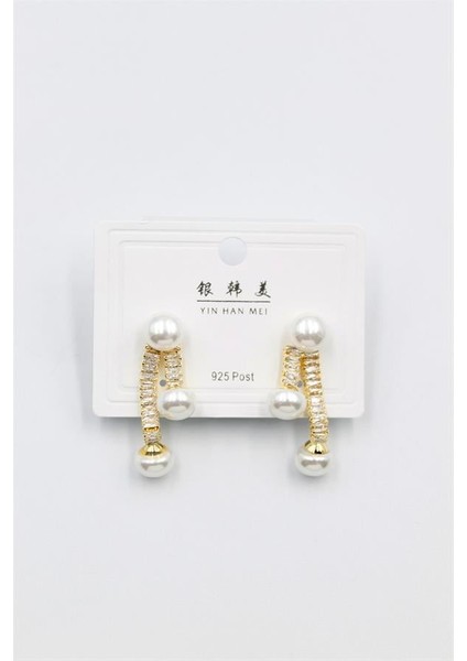 Baget Taşlı Incili Küpe - Altın fiyatları