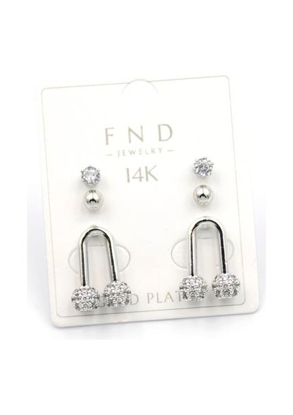 Çoklu Taşlı Küpe - Gümüş