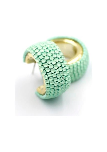 Taşlı Halka Küpe - Yeşil fiyatları