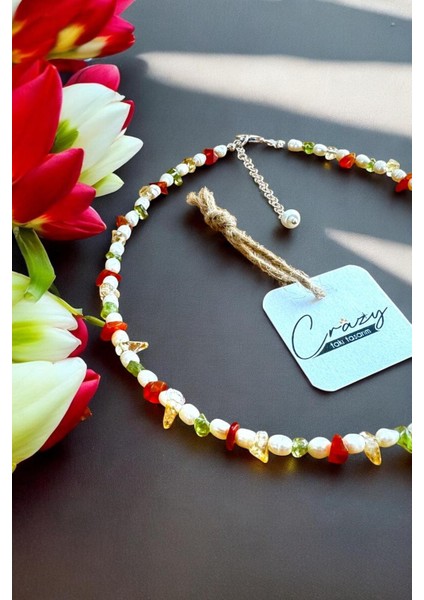 Hakiki Kültür Incisi-Akik-Sitrin & Peridot Doğaltaşlı 925 Ayar Gümüş Malzemeli Kadın Kolye fiyatları