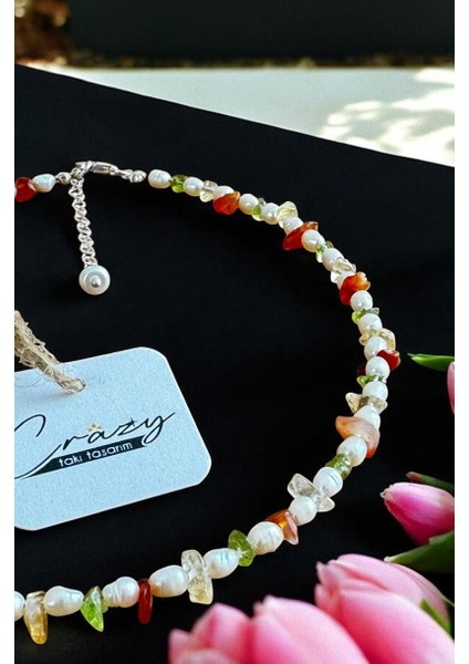 Hakiki Kültür Incisi-Akik-Sitrin & Peridot Doğaltaşlı 925 Ayar Gümüş Malzemeli Kadın Kolye modelleri