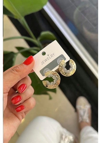 Taşlı Küpe - Altın