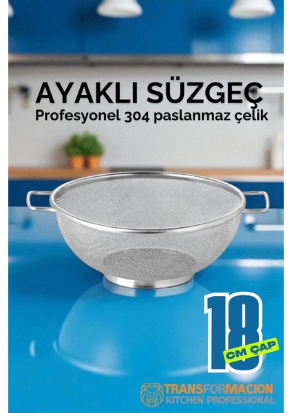18 cm Süzgeç - Makarna Süzgeci Pirinç Meyve Süzgeci 304 Paslanmaz Çelik 721937 fiyatları
