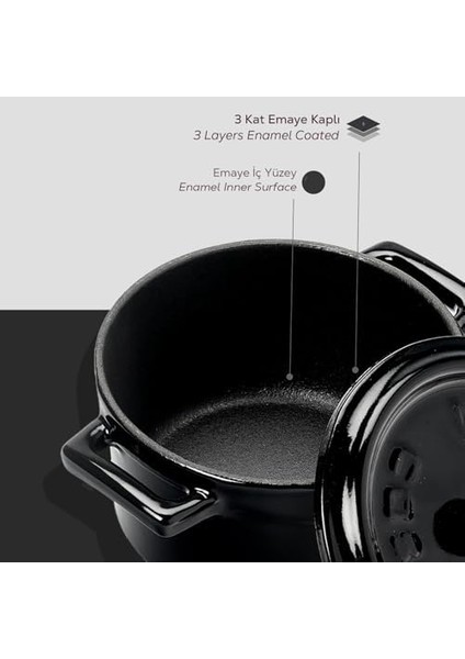 Metal Döküm Mini Tencere, 10 Cm, 0.35 L Hacim, Siyah fiyatları
