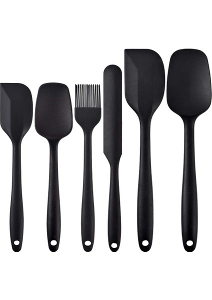 Isıya Dayanıklı Silikon Spatula Seti, 6 Parça Set, Yapışmaz Kauçuk Spatula Mutfak Gereçleri Paslanmaz Çelik Çekirdekli, Pişirme ve Karıştırma, Bulaşık Makinesinde Yıkanabilir Fırın, Siyah