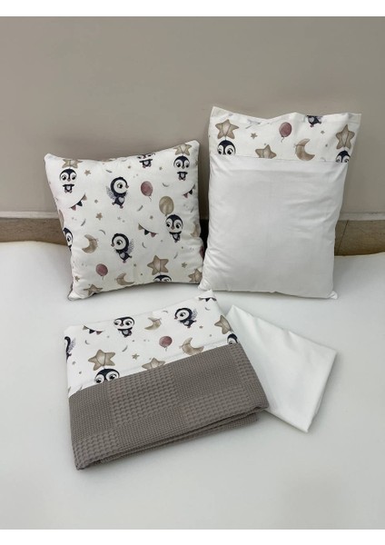 Kahverengi Çocuk Çok Amaçlı Poplin , pikeli ve Ponponlu Nevresim Takımı 6'lı Set