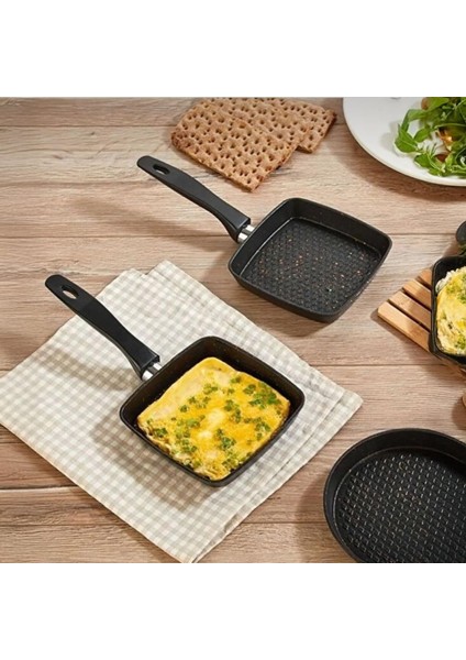 Yanmaz Yapışmaz Granit Kaplama Döküm Mini Tava, Yumurta ve Sos Tavası, Mini Yer Kaplamayan Granit Kaplama Döküm Sos ve Yumurta Tavası (12CM)
