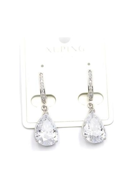 Damla Taşlı Küpe - Gümüş