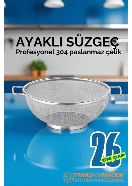 26 cm Süzgeç - Makarna Süzgeci Pirinç Meyve Süzgeci 304 Paslanmaz Çelik 721940 fiyatları