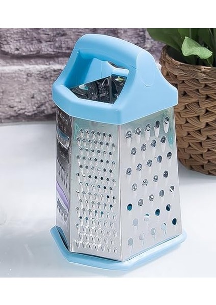 6 Yüzeyli Mutfak Rendesi, Tutacaklı, Altıgen (Mavi) fiyatları