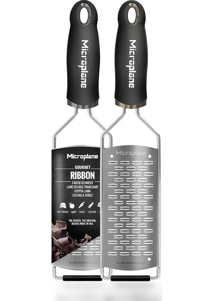 Gourmet Serisinden Sert Peynir, Elma, Havuç, Kabak ve Çikolata Için 2 Yollu Kesme Mutfak Rendesi Paslanmaz Çelik Siyah Sert Peynir, Elma, Havuç, Kabak ve Çikolata Için