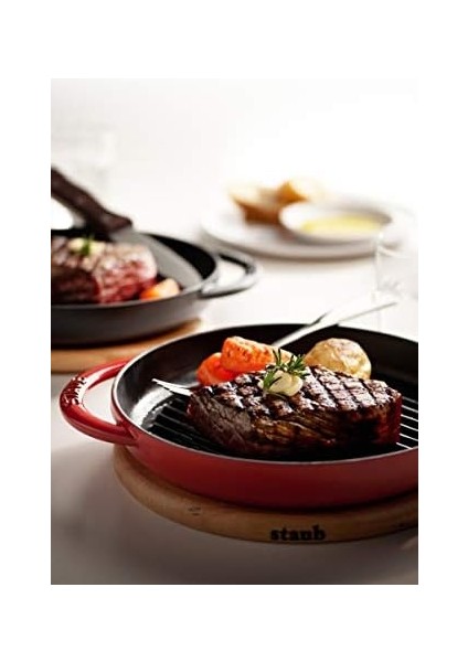 Grill Pans Çift Kulplu Döküm Izgara Tava, Kırmızı modelleri