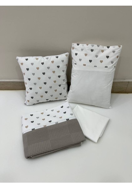 Kahverengi Çocuk Çok Amaçlı Poplin , pikeli ve Ponponlu Nevresim Takımı 6'lı Set