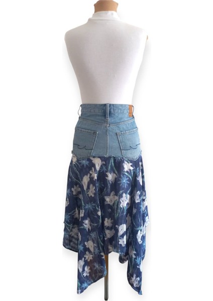 Kadın Etnik Tasarım Etek Denim Kumaş Çiçekli fırsatları