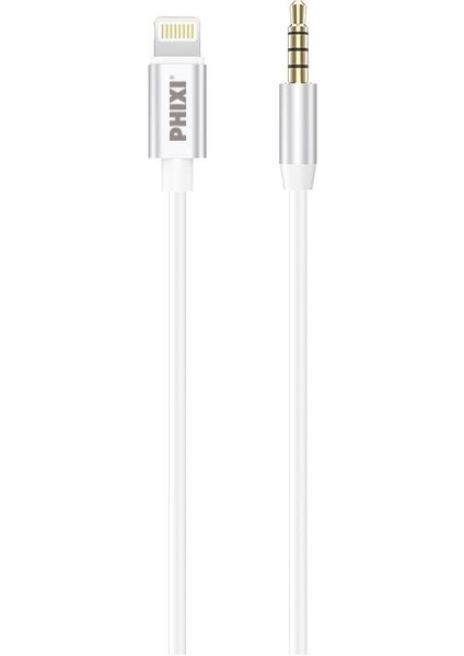 Phixi Basic CA112 Metal Başlıklı 100CM Lightning To Silikon Aux Kablo