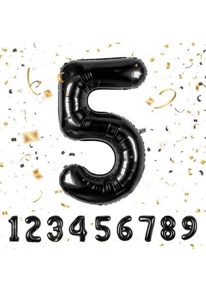 5 Yaş Siyah Folyo Balon+ Siyah Gold Banner fiyatları