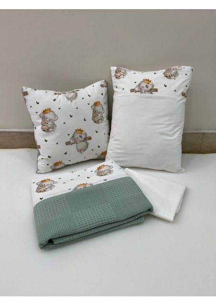 Yeşil Çocuk Çok Amaçlı Poplin , pikeli ve Ponponlu Nevresim Takımı 6'lı Set fiyatları