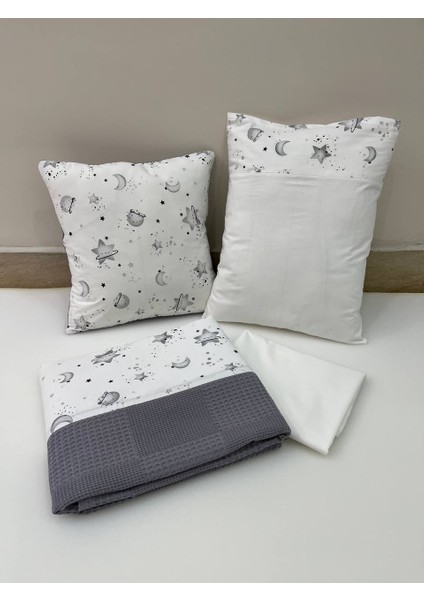 Gri Çocuk Çok Amaçlı Poplin , pikeli ve Ponponlu Nevresim Takımı 6'lı Set fiyatları