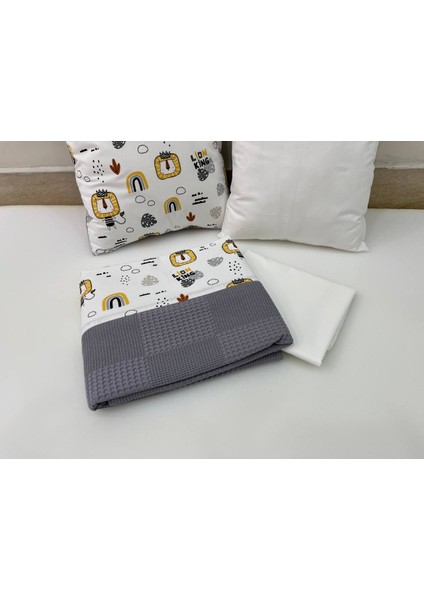 Gri Çocuk Çok Amaçlı Poplin ,pikeli ve Ponponlu Nevresim Takımı 6'lı Set modelleri