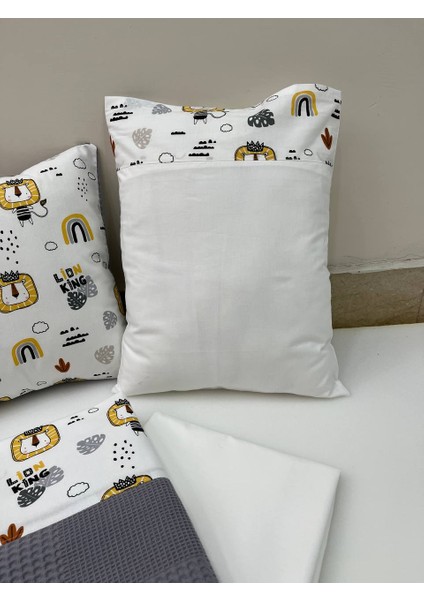 Gri Çocuk Çok Amaçlı Poplin ,pikeli ve Ponponlu Nevresim Takımı 6'lı Set indirimleri