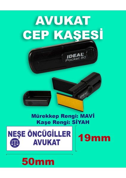 Logolu Avukat Cep Kaşesi Pocket-80 (50mm*19mm) Mavi Keçeli Siyah Kaşe