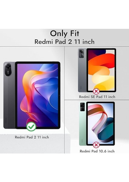 Xiaomi Redmi Pad 2 11 Inç 2025 Uyumlu Tablet Kılıf 360 Derece Koruma Standlı Kapaklı Dönen Pu Deri Kapak indirimleri
