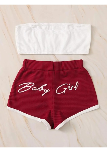 Baby Girl Bordo Şort Takımı modelleri