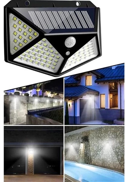 100 Cob Led'li Güneş Enerjili Sensörlü Duvar ve Bahçe Lambası 1410