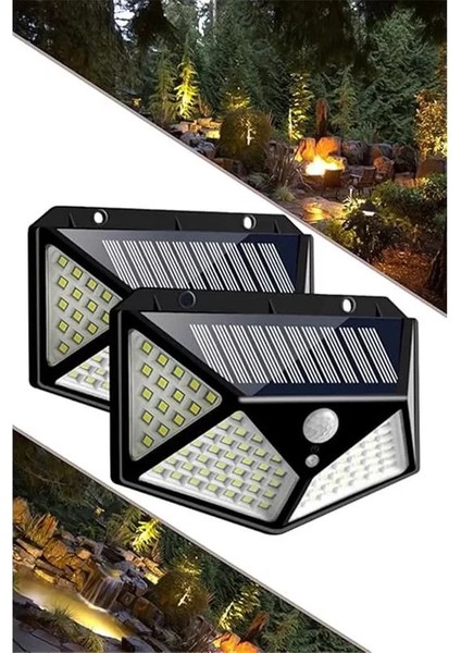 100 Cob Led'li Güneş Enerjili Sensörlü Duvar ve Bahçe Lambası 1410 fiyatları