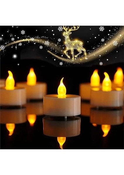 Pilli LED Tealight T-Li̇ght Mum Pi̇lli̇ Mum LED Işik Sicak Sari Renk Dekorasyon Süsleme Düğün Kina fiyatları