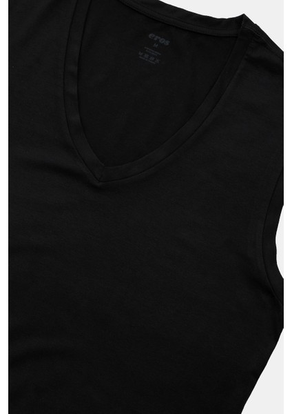 ERS053 Erkek Micro Modal V Yaka Kolsuz Atlet - Siyah - Xxl fiyatları