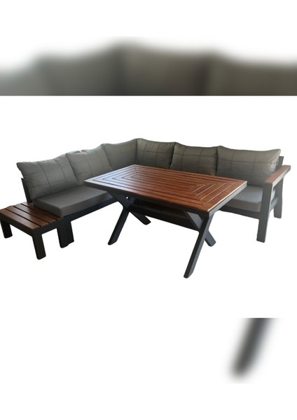 8 Kişilik Ahşap Banklı Köşe Takımı Balkon, Teras, Bahçe Mobilyası fiyatları