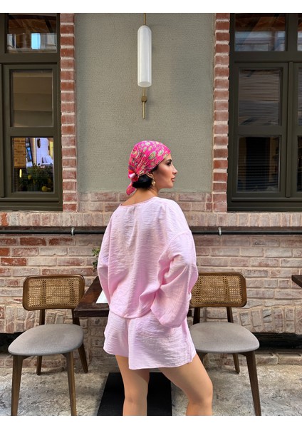 Çilek Keten Şortlu Takım indirimleri