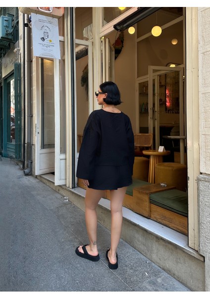 Çilek Keten Şortlu Takım