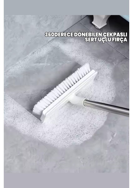 Köpürten Çok Foksiyonlu 360 Derece Döner Başlıklı Sert Uçlu Çekpaslı Fırça Köpürtme Fırçası