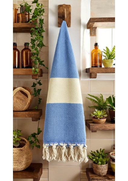 Unisex Mavi Peştemal Havlu – Şık ve Pratik Kullanım, %100 Pamuk, (90 x 150 Cm)