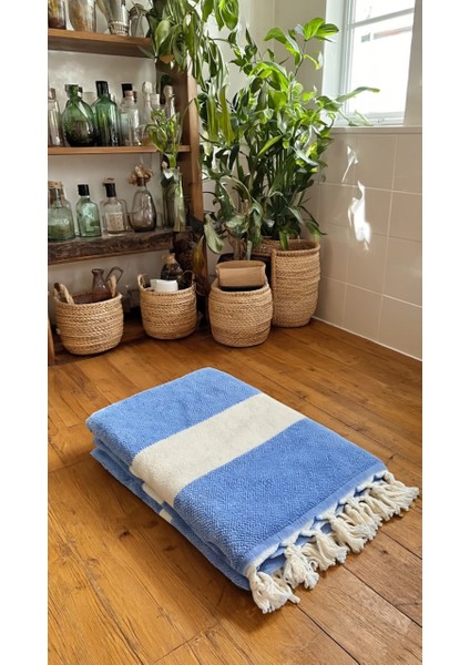 Unisex Mavi Peştemal Havlu – Şık ve Pratik Kullanım, %100 Pamuk, (90 x 150 Cm) fiyatları