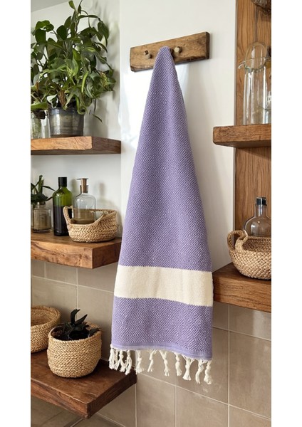 Unisex Mor Elmas Peştemal Havlu – Şık ve Pratik Kullanım, %100 Pamuk, (90 x 150 Cm)